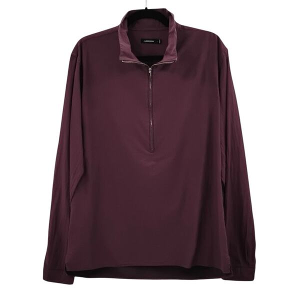 J Lindeberg 1/2 Zip David Crepe Moline Pullover Golf Shirt Maroon Red Medium - Picture 1 of 7